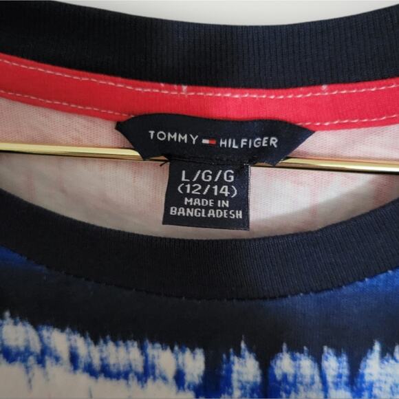 Tommy Hilfiger Dress Size Large L Striped Jersey Spell Out Nautical Summer - Picture 6 of 10